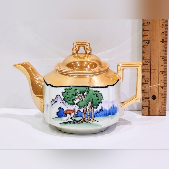 Small tea set 1960's Royal Nippon porcelain vintage Japanese orange luster - Picture 14 of 16